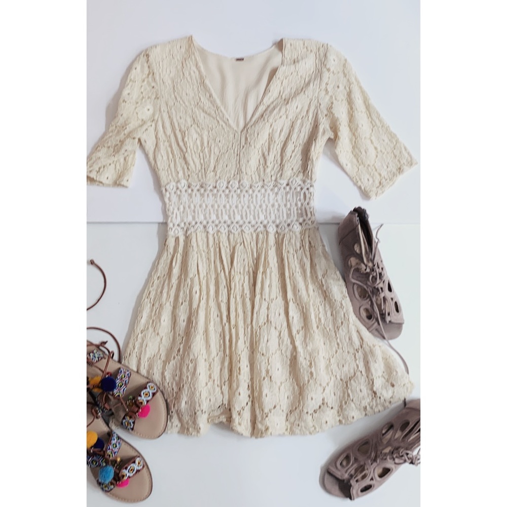 White free people mini dress with cutout detail